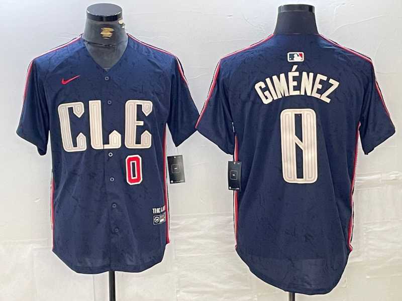 Men%27s Cleveland Guardians #0 Andres Gimenez Navy 2024 City Connect Limited Stitched Jerseys